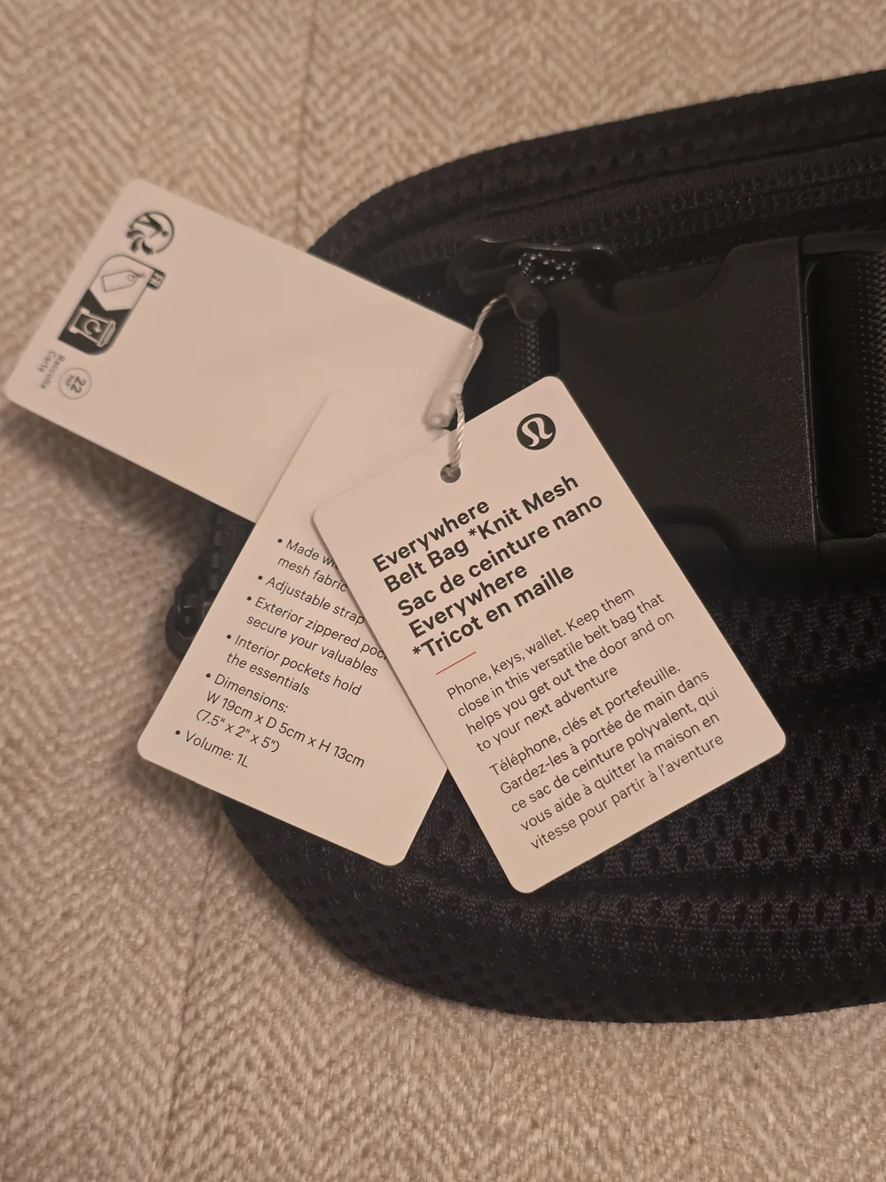NWTLululemon Everywhere Belt Bag Knit Mesh Black 1L Crossbody Waist Fanny Pack